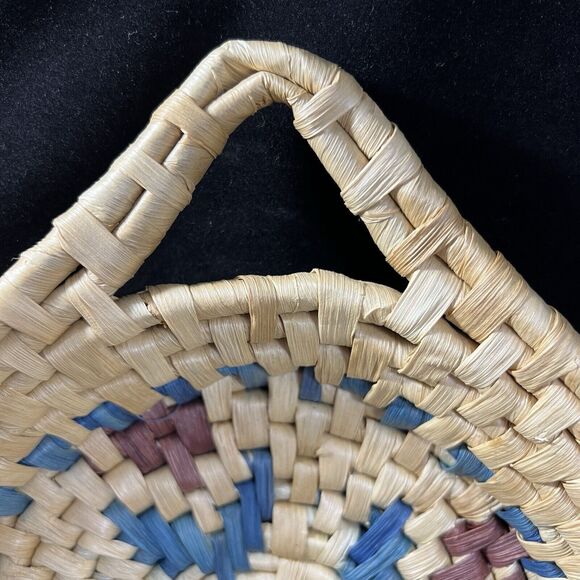 Vintage Woven Coil Fruit Basket Wall Basket With Handles - Picture 2 of 8